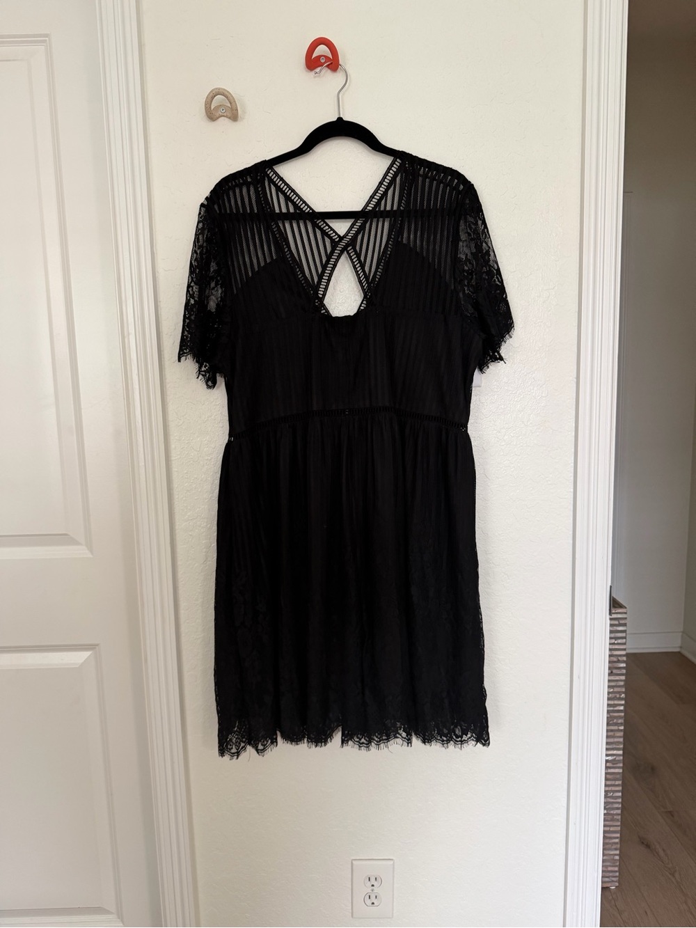Forever 21 Black Lace Mini Dress - V-Neck Crisscross Back